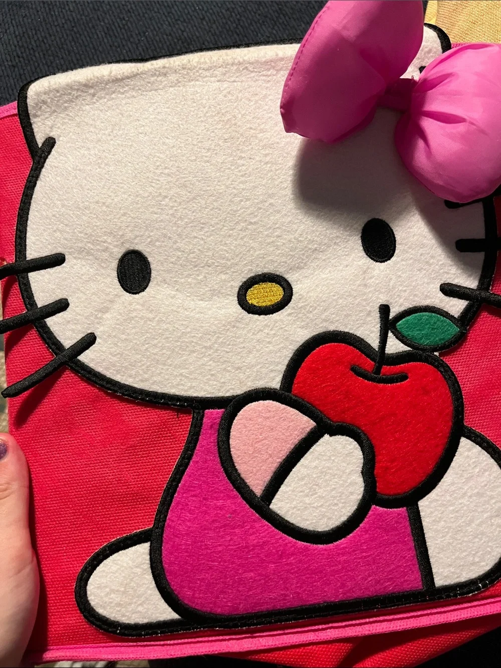 Vintage Hello Kitty Pink and White Kids Storage Cube with Bow